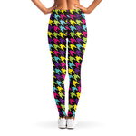 Colorful Houndstooth Pattern Print Women's Leggings