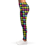 Colorful Houndstooth Pattern Print Women's Leggings