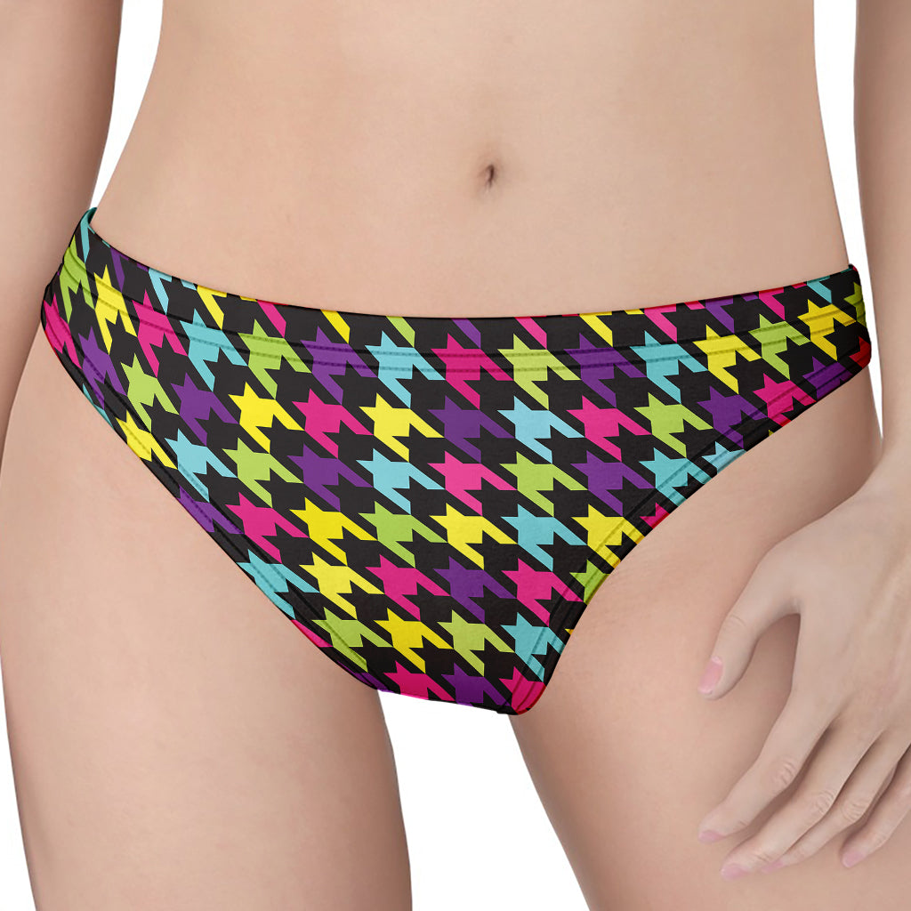 Colorful Houndstooth Pattern Print Women's Thong