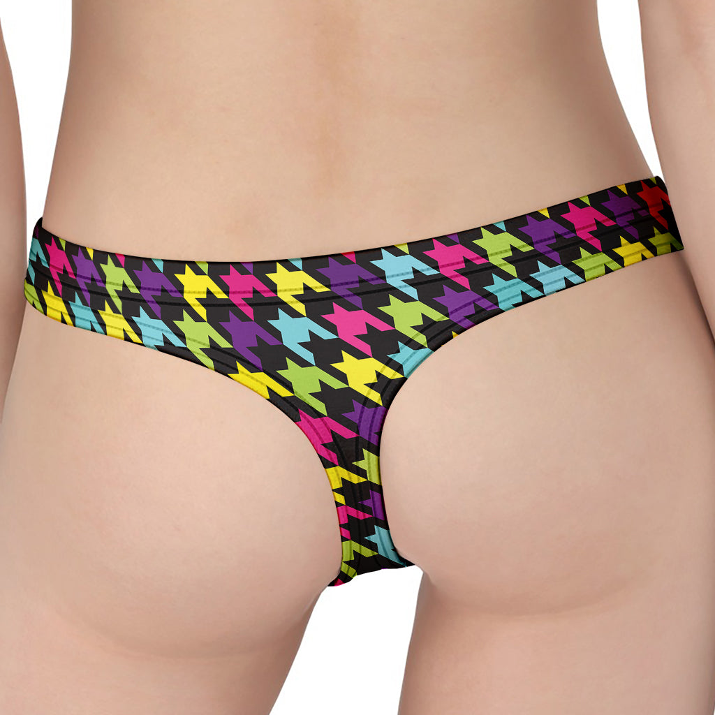 Colorful Houndstooth Pattern Print Women's Thong
