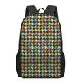 Colorful Houndstooth Print 17 Inch Backpack