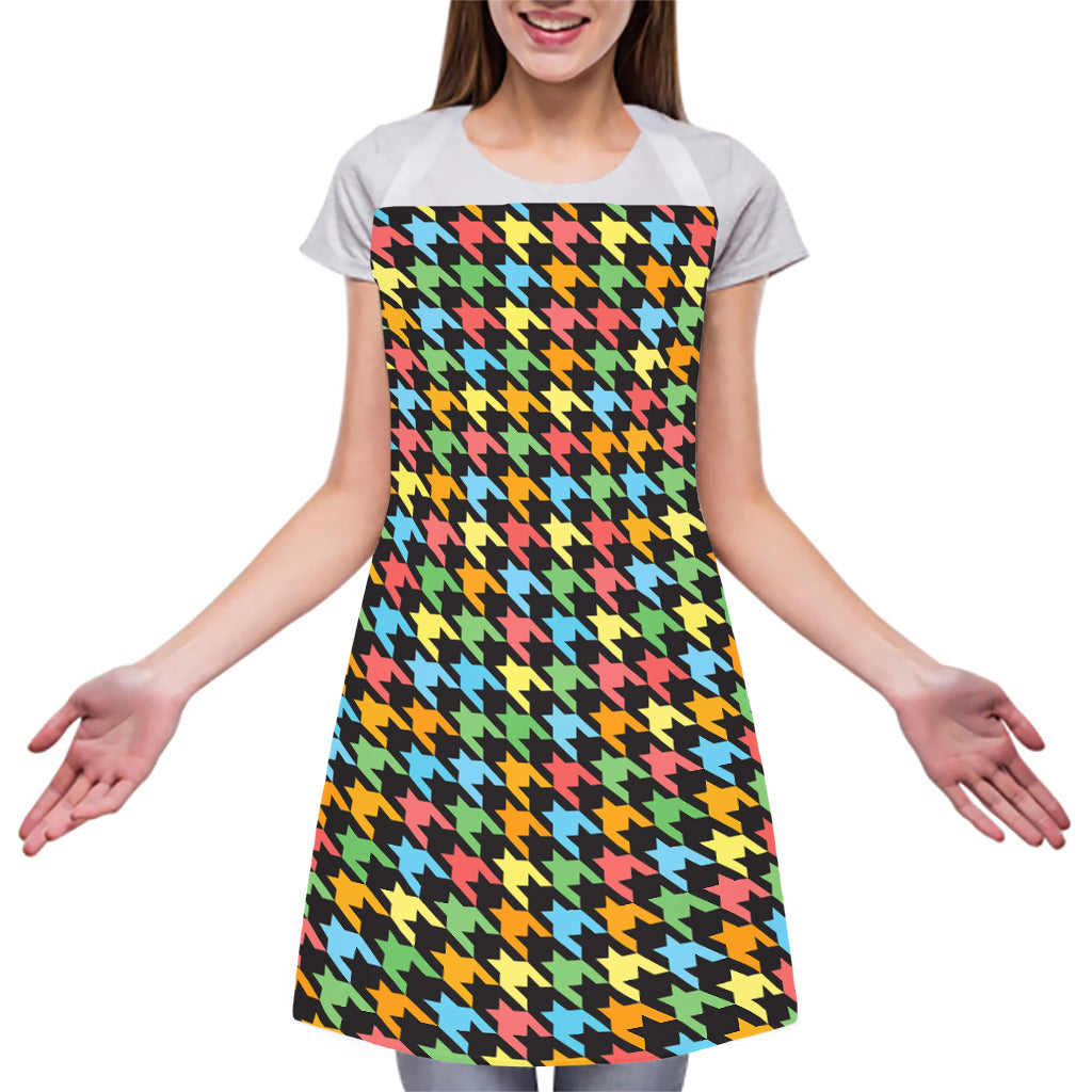 Colorful Houndstooth Print Adjustable Apron