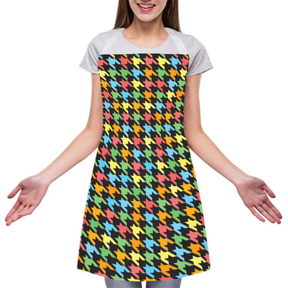 Colorful Houndstooth Print Adjustable Apron