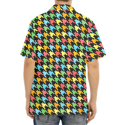Colorful Houndstooth Print Aloha Shirt