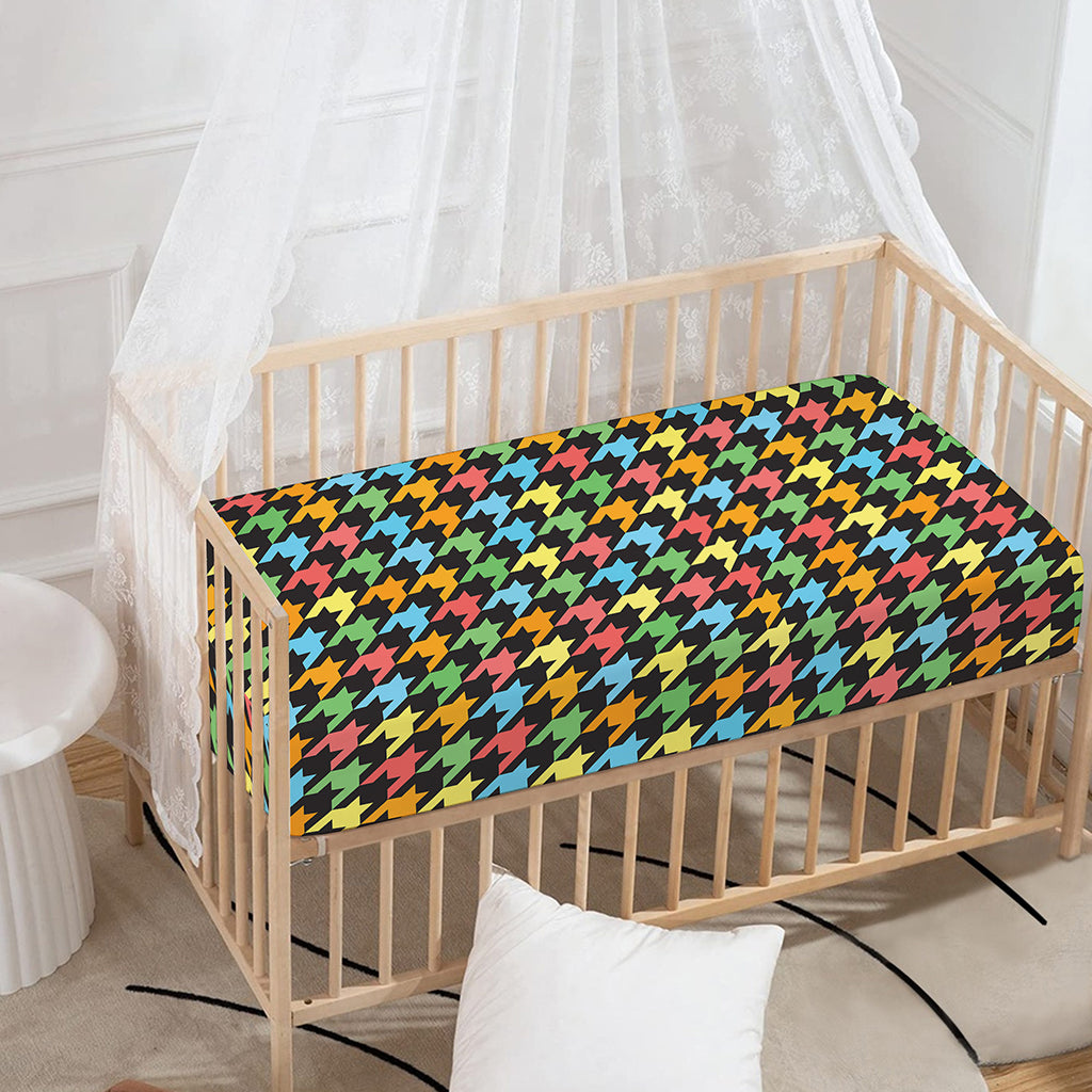 Colorful Houndstooth Print Baby Crib Sheet