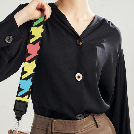 Colorful Houndstooth Print Bag Strap