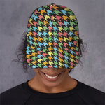 Colorful Houndstooth Print Baseball Cap