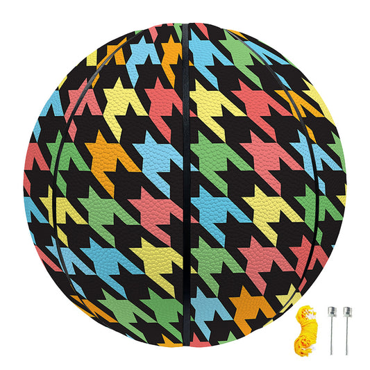 Colorful Houndstooth Print Basketball