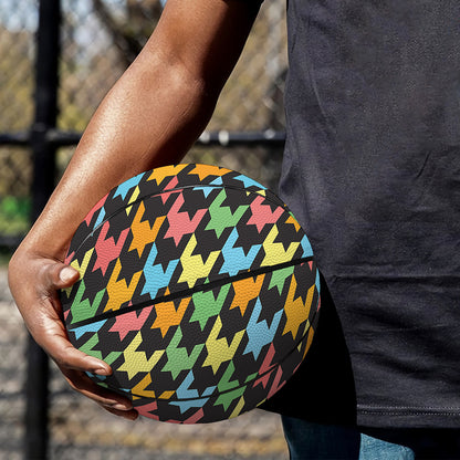 Colorful Houndstooth Print Basketball