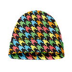 Colorful Houndstooth Print Beanie