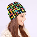 Colorful Houndstooth Print Beanie