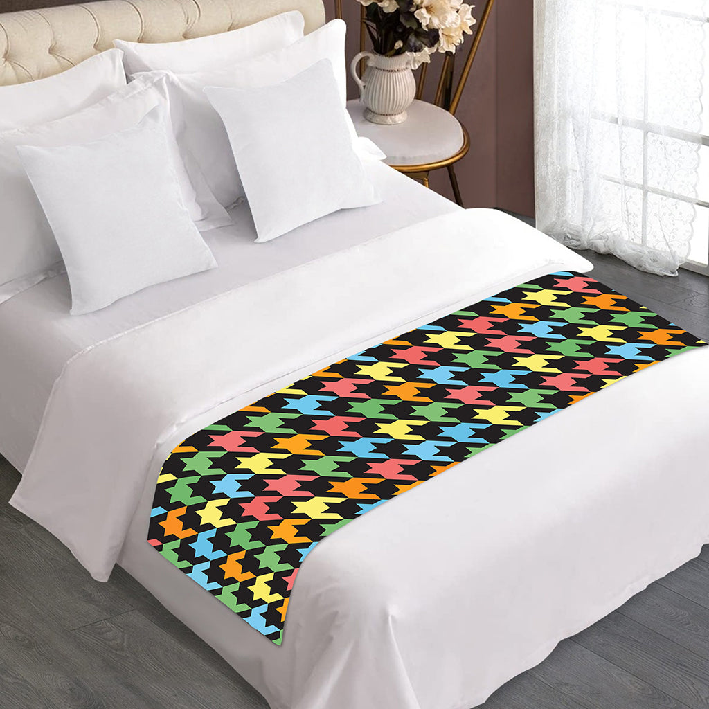 Colorful Houndstooth Print Bed Runner