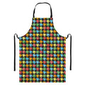 Colorful Houndstooth Print Bib Apron With Pocket