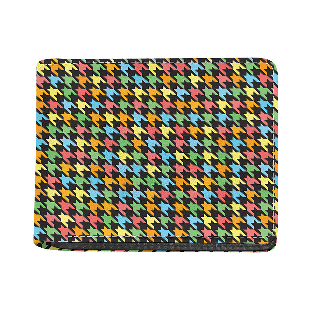 Colorful Houndstooth Print Bifold Wallet