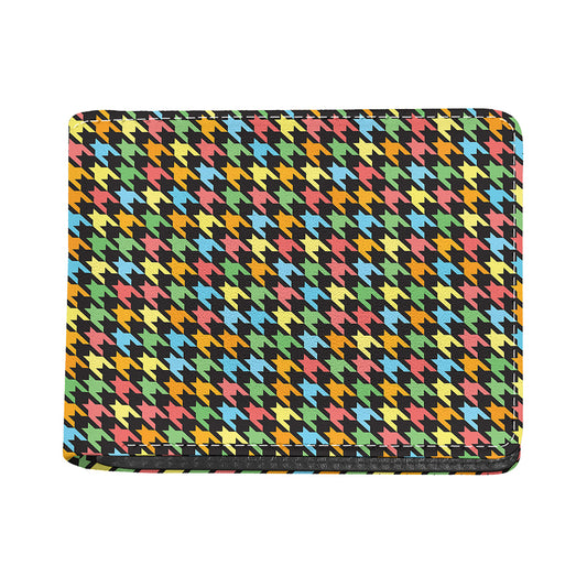 Colorful Houndstooth Print Bifold Wallet