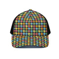 Colorful Houndstooth Print Black Mesh Trucker Hat