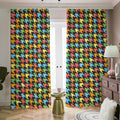 Colorful Houndstooth Print Dimout Pencil Pleat Curtains