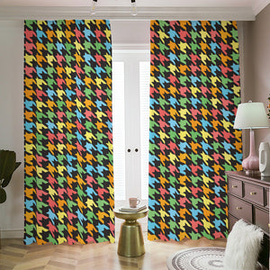 Colorful Houndstooth Print Blackout Pencil Pleat Curtains