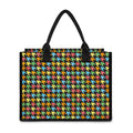 Colorful Houndstooth Print Canvas Tote Bag