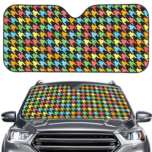 Colorful Houndstooth Print Car Windshield Sun Shade