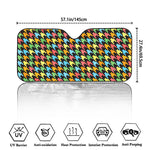 Colorful Houndstooth Print Car Windshield Sun Shade