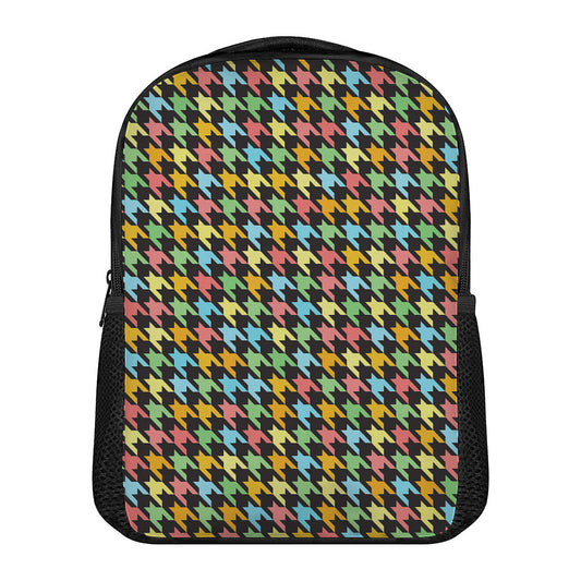Colorful Houndstooth Print Casual Backpack
