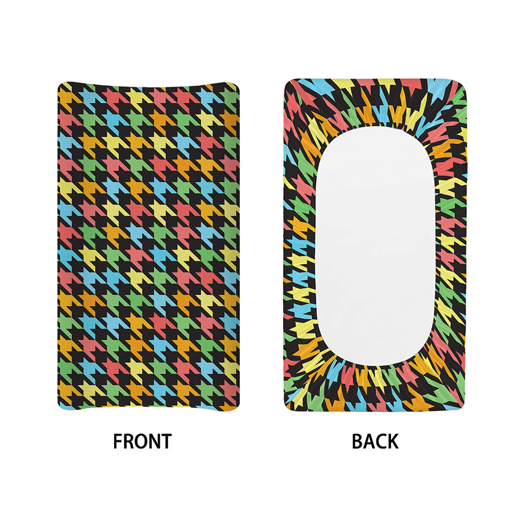 Colorful Houndstooth Print Changing Pad Cover
