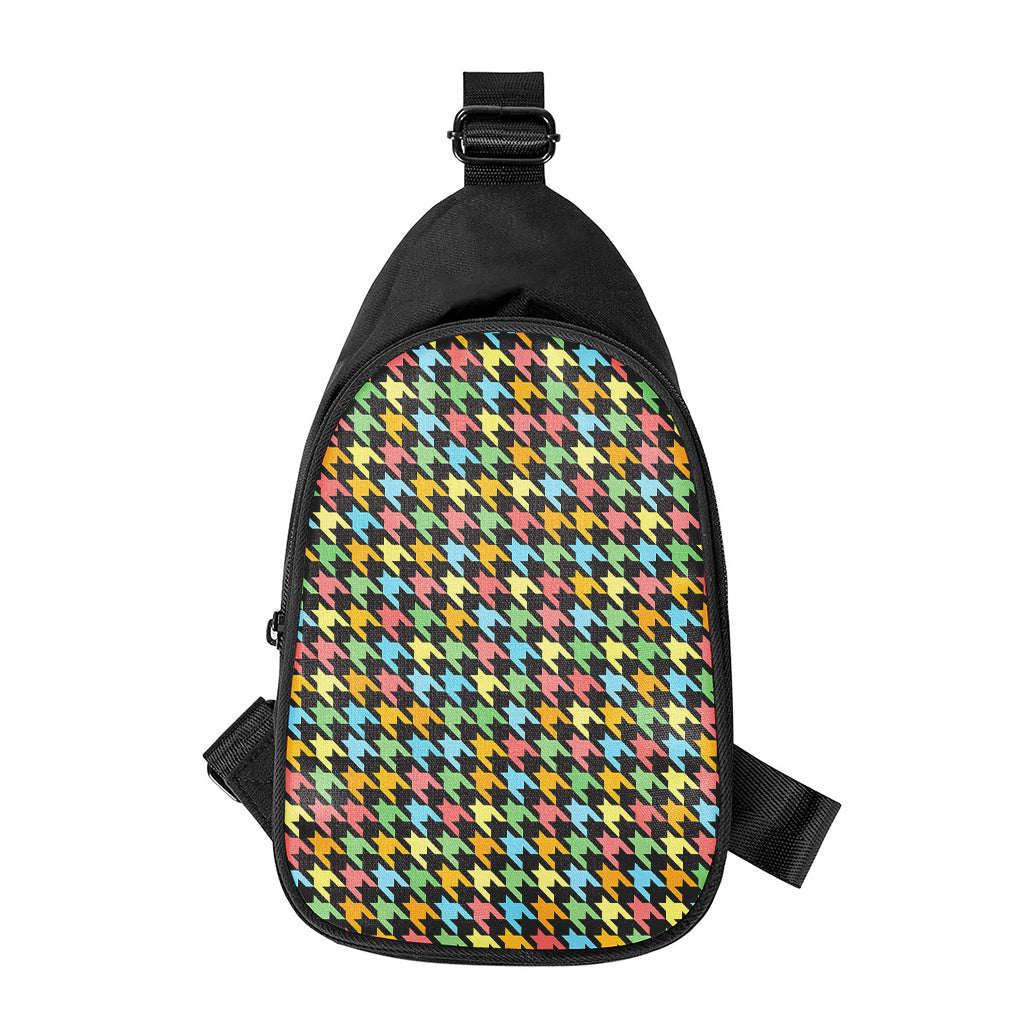 Colorful Houndstooth Print Chest Bag