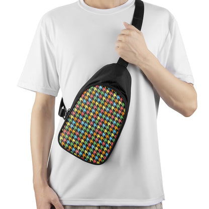 Colorful Houndstooth Print Chest Bag