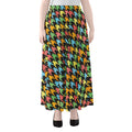 Colorful Houndstooth Print Chiffon Maxi Skirt
