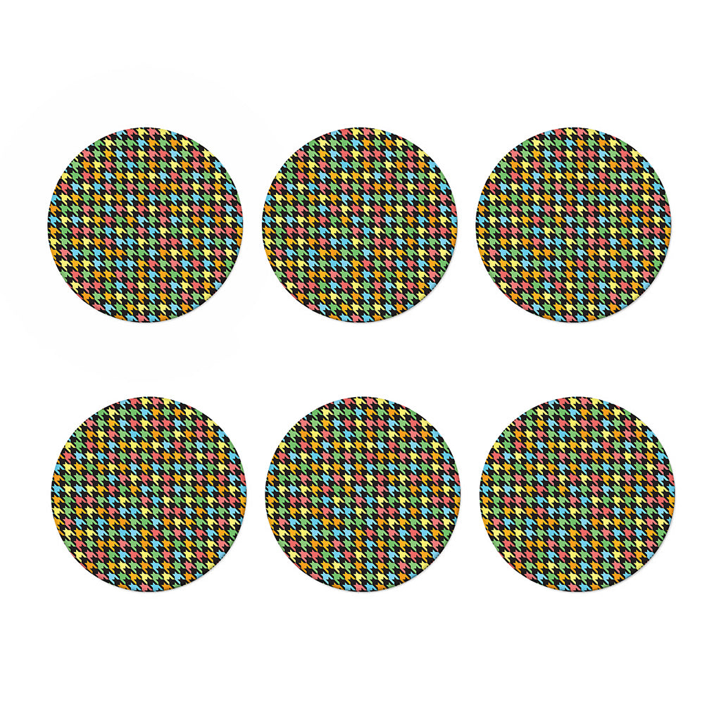 Colorful Houndstooth Print Coaster Set