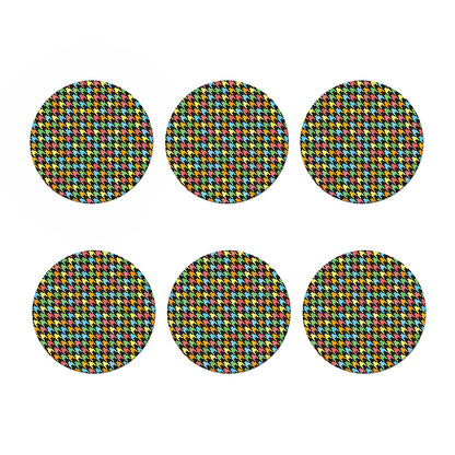 Colorful Houndstooth Print Coaster Set