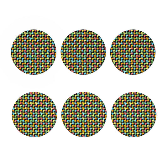 Colorful Houndstooth Print Coaster Set
