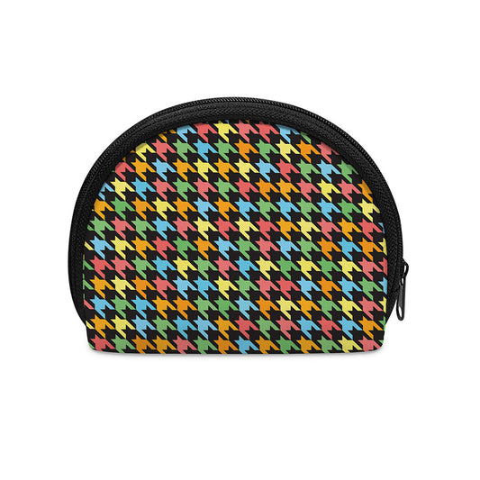 Colorful Houndstooth Print Coin Purse