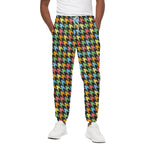 Colorful Houndstooth Print Cotton Pants