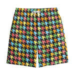 Colorful Houndstooth Print Cotton Shorts