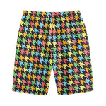 Colorful Houndstooth Print Cotton Shorts