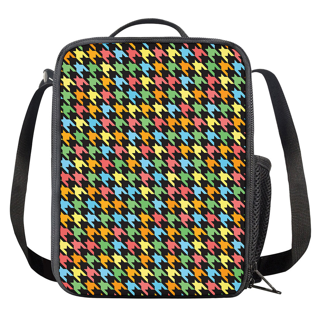 Colorful Houndstooth Print Crossbody Lunch Bag