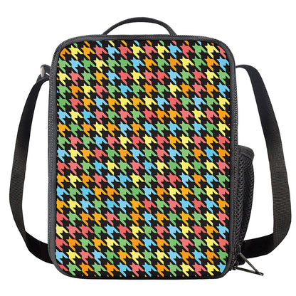 Colorful Houndstooth Print Crossbody Lunch Bag