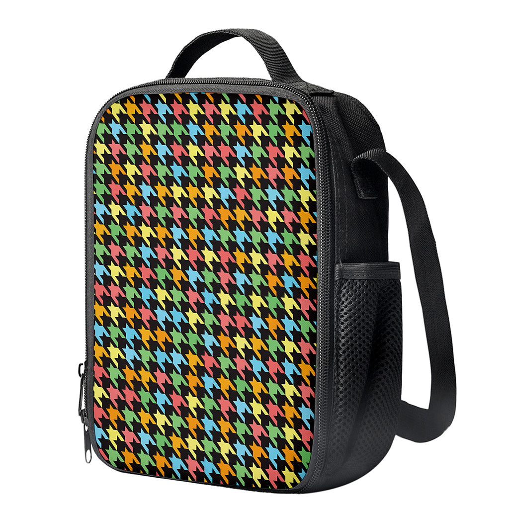 Colorful Houndstooth Print Crossbody Lunch Bag