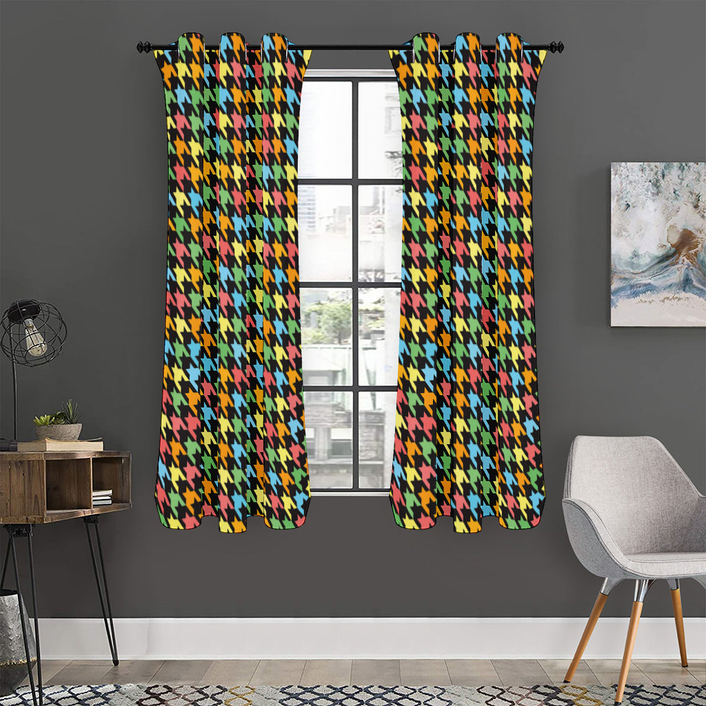 Colorful Houndstooth Print Curtain