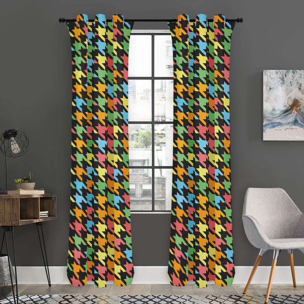 Colorful Houndstooth Print Curtain