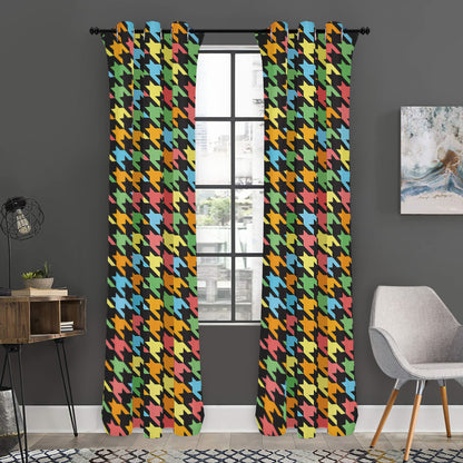 Colorful Houndstooth Print Curtain