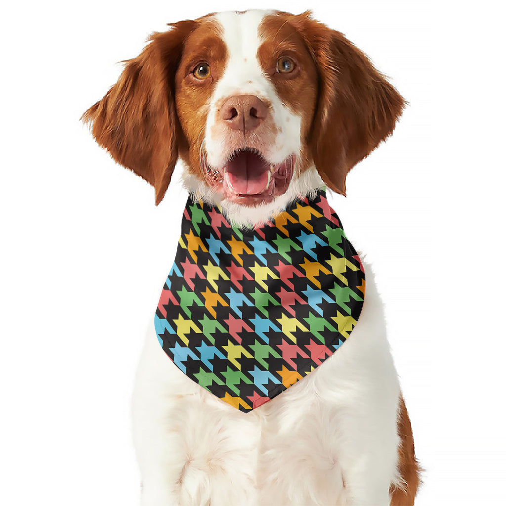 Colorful Houndstooth Print Dog Bandana