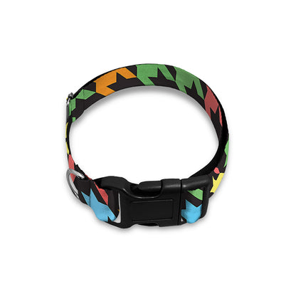 Colorful Houndstooth Print Dog Collar