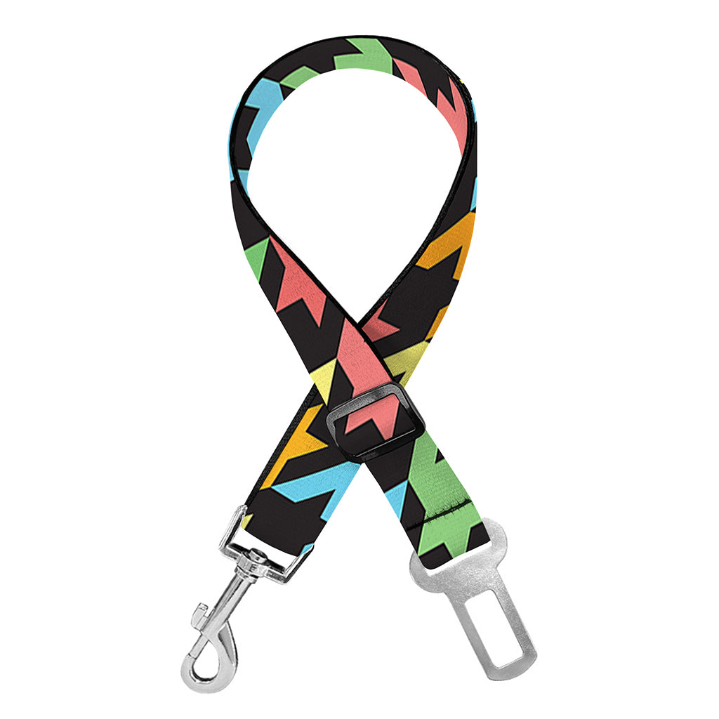 Colorful Houndstooth Print Dog Seat Belt
