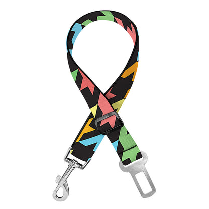 Colorful Houndstooth Print Dog Seat Belt