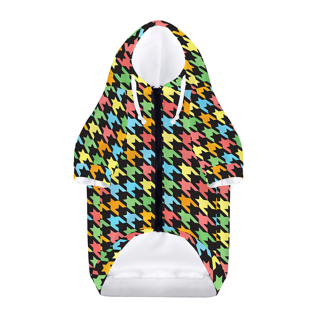 Colorful Houndstooth Print Dog Zip Up Hoodie