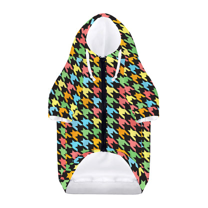 Colorful Houndstooth Print Dog Zip Up Hoodie