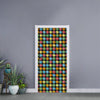 Colorful Houndstooth Print Door Sticker